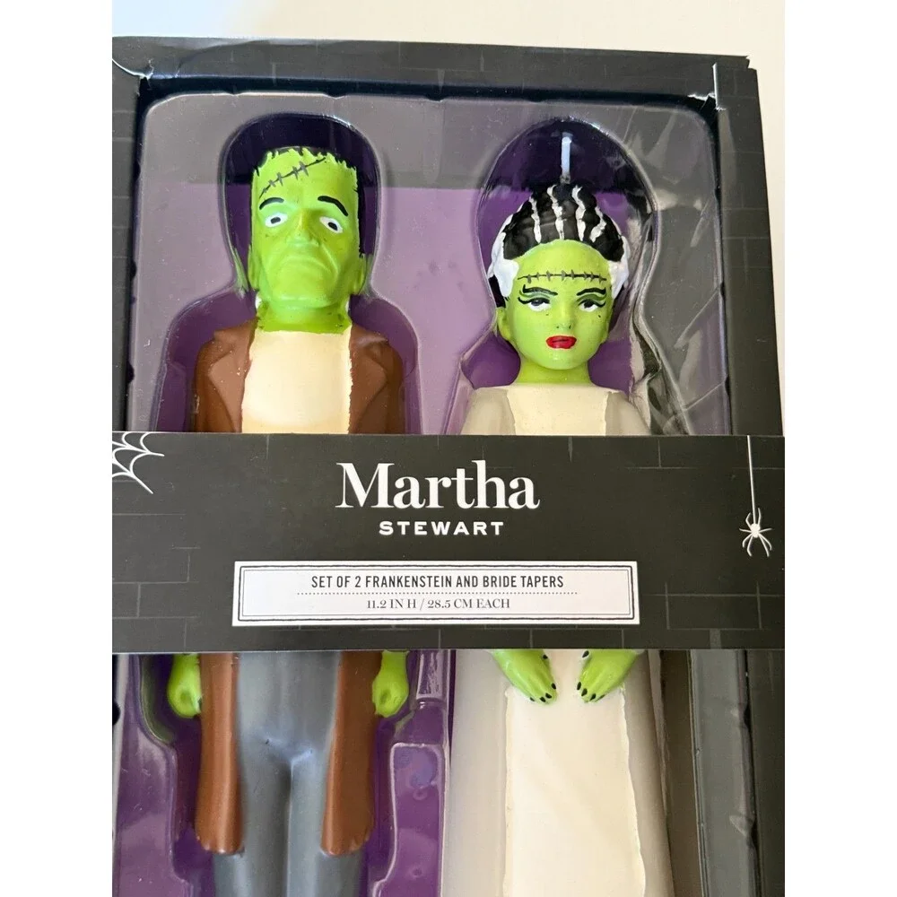 Martha Stewart Halloween Frankenstein and Bride Taper Candles Dark Wedding 11